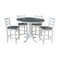 International Concepts Round 36 in Rd Extend Dining Table, 4 Emily Stools, White/Heather Gray, 36 W, 48 L, 35.3 in H, Wood K05-36RXT-6B-S6172-4 - alternate 1